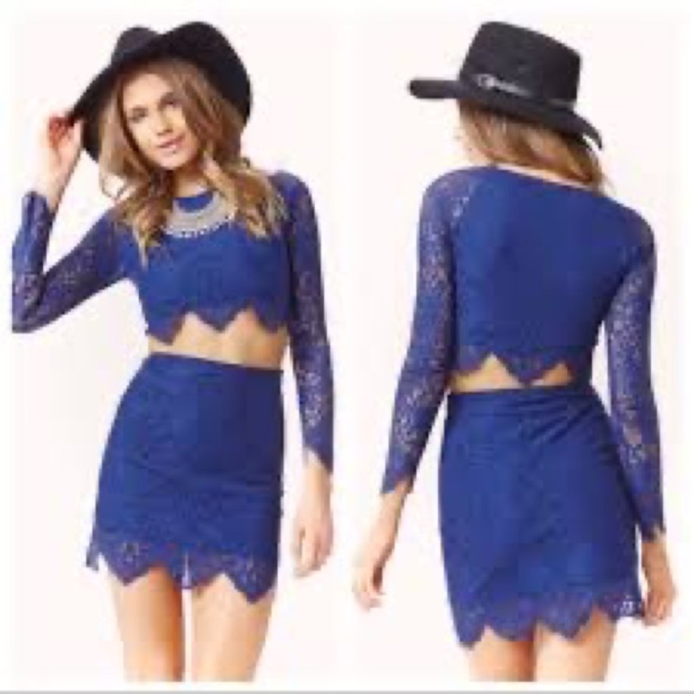 For Love and Lemons Midnight Crop Top Blue NWT M
